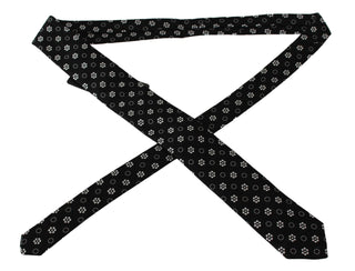 Corbata Clásica Negra de Seda 100% con Estampado Floral