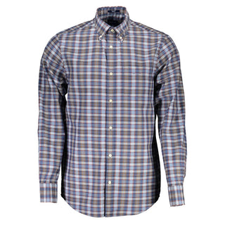Camisa azul de algodón para hombre