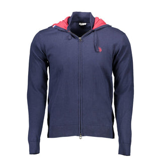 Blaue Baumwoll-Herrenstrickjacke