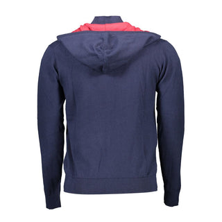 Blaue Baumwoll-Herrenstrickjacke