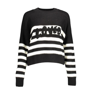 Schwarzer Baumwollpullover für Damen