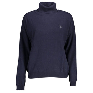 Blauer Damenpullover aus Stoff