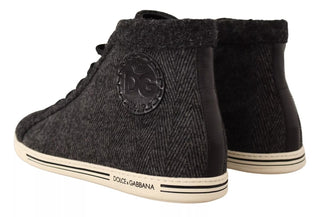 Graue legere High-Top-Sneaker aus Wolle und Baumwolle