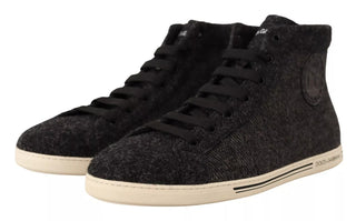 Graue legere High-Top-Sneaker aus Wolle und Baumwolle