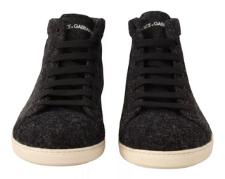 Graue legere High-Top-Sneaker aus Wolle und Baumwolle