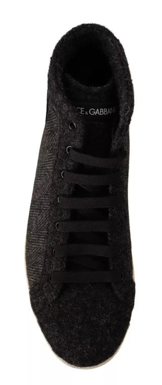 Graue legere High-Top-Sneaker aus Wolle und Baumwolle