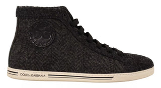 Graue legere High-Top-Sneaker aus Wolle und Baumwolle
