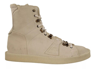 Weiße Leder-Schnürstiefel für Herren