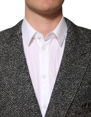 Dark Gray White Double Breasted Men Suit Blazer