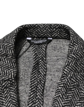 Dark Gray White Double Breasted Men Suit Blazer