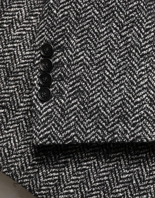 Dark Gray White Double Breasted Men Suit Blazer