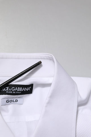 White Bib Cotton Poplin GOLD Men Formal Shirt
