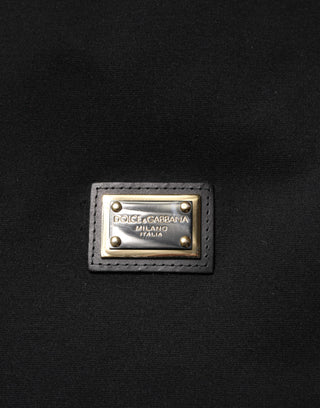 Black Sleeveless Hooded Logo Plaque Jacket