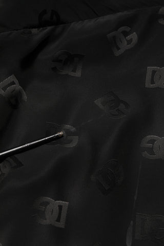 Abrigo chaqueta negra de poliéster con monograma de logo