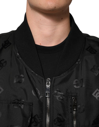 Schwarze Cargo-Windbreaker-Logo-Mania-Jacke