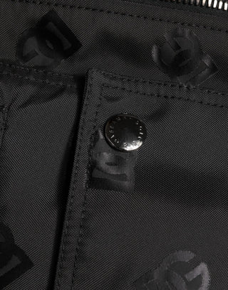 Schwarze Cargo-Windbreaker-Logo-Mania-Jacke