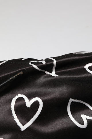 Schwarze Bomberjacke aus Polyester mit Herzmuster