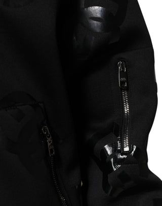Schwarze Woll-Logo-DG-Mania-Herren-Bomberjacke