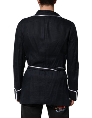 Chaqueta blazer bata azul oscuro con bordado DG
