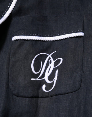 Chaqueta blazer bata azul oscuro con bordado DG