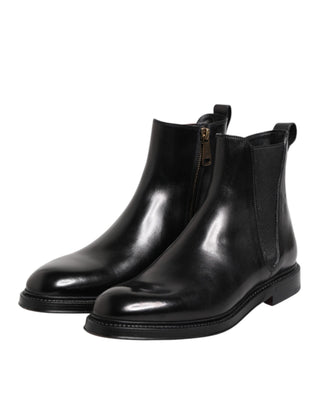 Botas Chelsea negras de cuero hasta media pantorrilla