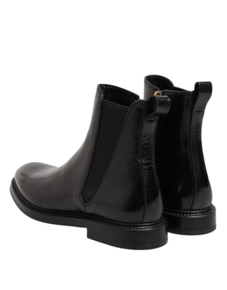 Botas Chelsea negras de cuero hasta media pantorrilla