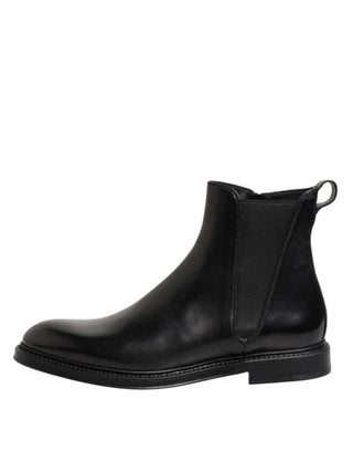 Botas Chelsea negras de cuero hasta media pantorrilla