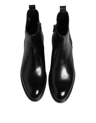 Botas Chelsea negras de cuero hasta media pantorrilla