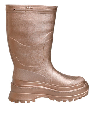 Botas de lluvia doradas metálicas para poner sin cordones