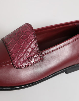 Burgunderrote elegante Slipper aus Leder