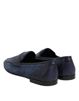 Blaue Wildleder Mokassins