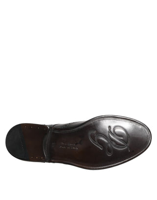 Schwarze Leder Derby Wingtip Herrenschuhe