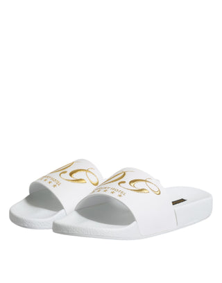 Weiße Leder-Pantoletten, Sandalen, Strandschuhe