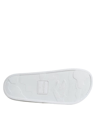Weiße Leder-Pantoletten, Sandalen, Strandschuhe
