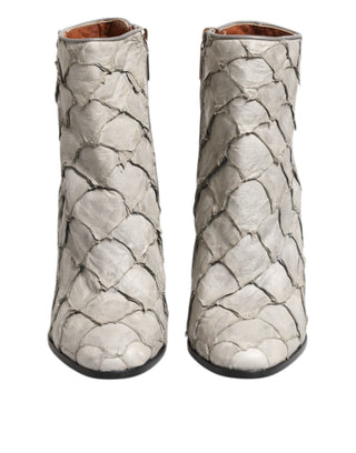 Off White Leather Heels Ankle Boots Shoes