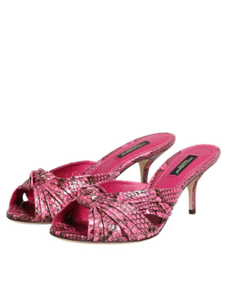 Rosa Leder High Heel Pantoletten Schuhe