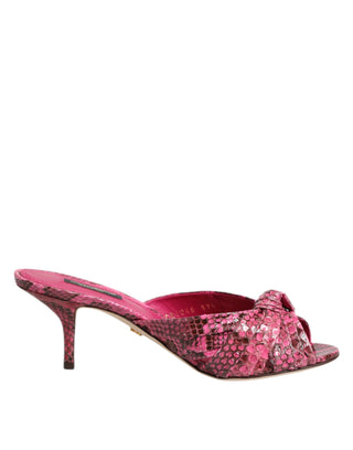 Pink Leather Heels Slides Sandals Shoes
