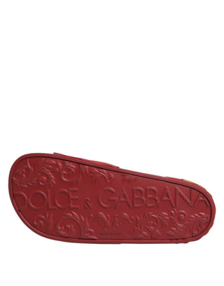 Rote Matelassé-Leder-Pantoletten