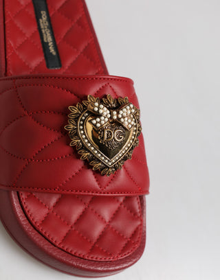 Red Devotion Matelassé Leather Slides Shoes