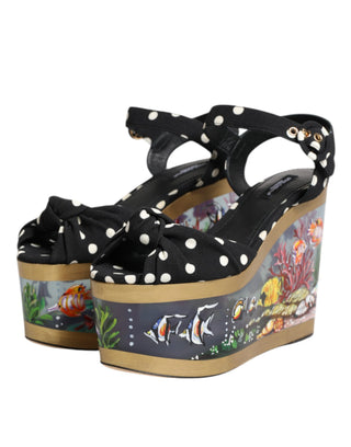 Sandalias de cuña con lunares multicolor
