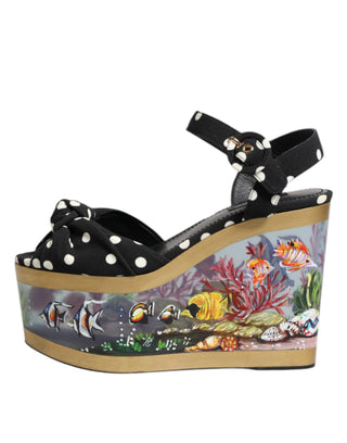 Sandalias de cuña con lunares multicolor