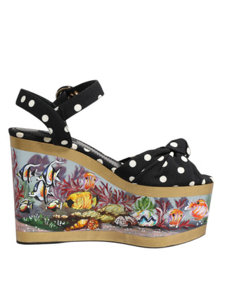 Sandalias de cuña con lunares multicolor