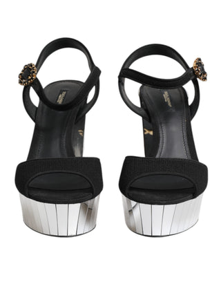 Sandalias Keira negras con correa al tobillo y cristales