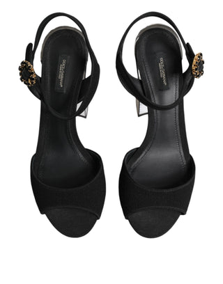 Sandalias Keira negras con correa al tobillo y cristales