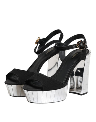 Sandalias Keira negras con correa al tobillo y cristales