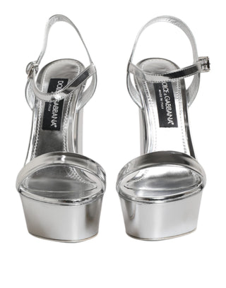 Silver Leather Platform Keira Sandals Shoes