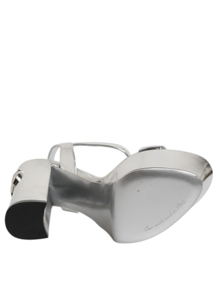 Silver Leather Platform Keira Sandals Shoes