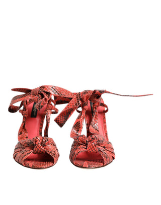 Koralle Python Leder High Heels Sandalen Schuhe