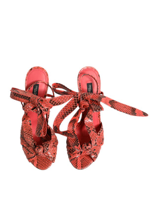 Koralle Python Leder High Heels Sandalen Schuhe
