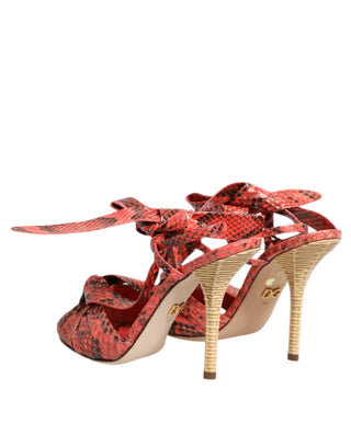 Koralle Python Leder High Heels Sandalen Schuhe